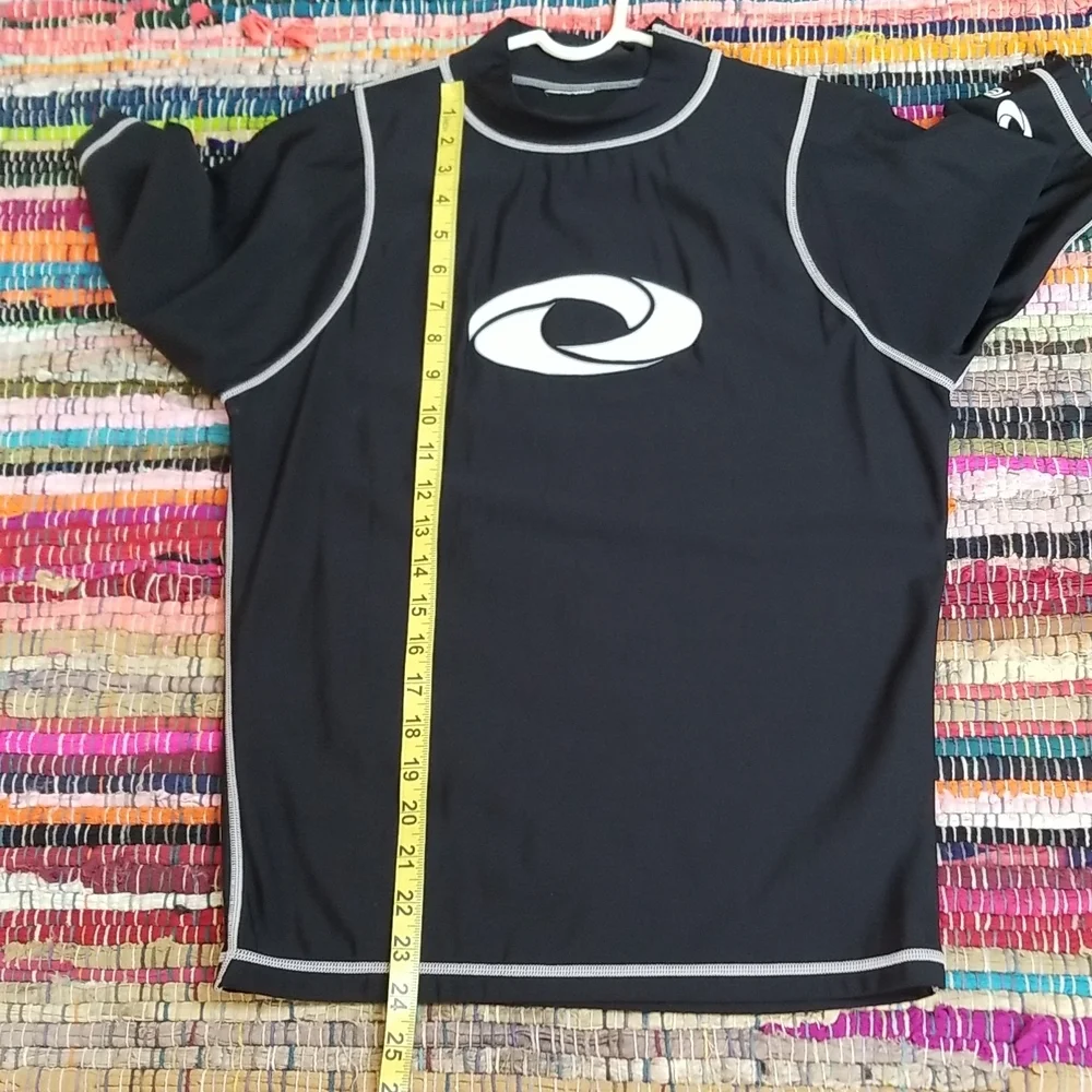 The Realm mens rashguard black/white swim surf shirt.